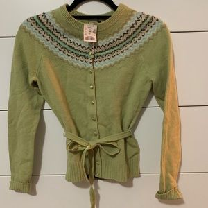 J Crew Argyle Belted Cardigan Sweater NWT XS